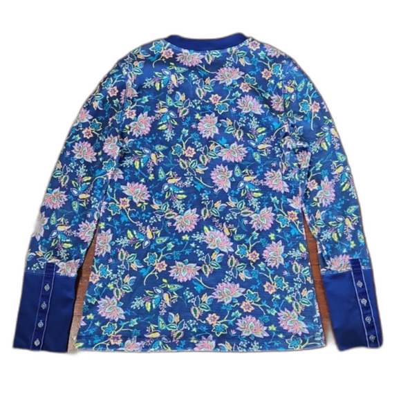 Sundance Floral Thermal Long Sleeve Top, Blue/Pink, Size M - Picture 4 of 7